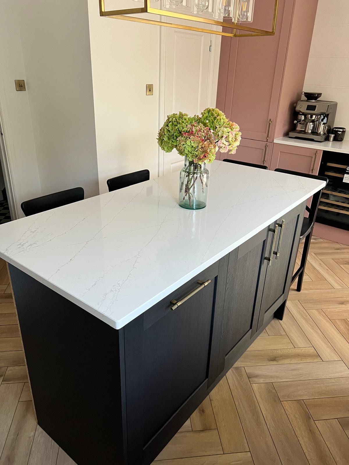 kitchen island in renovated kitchen