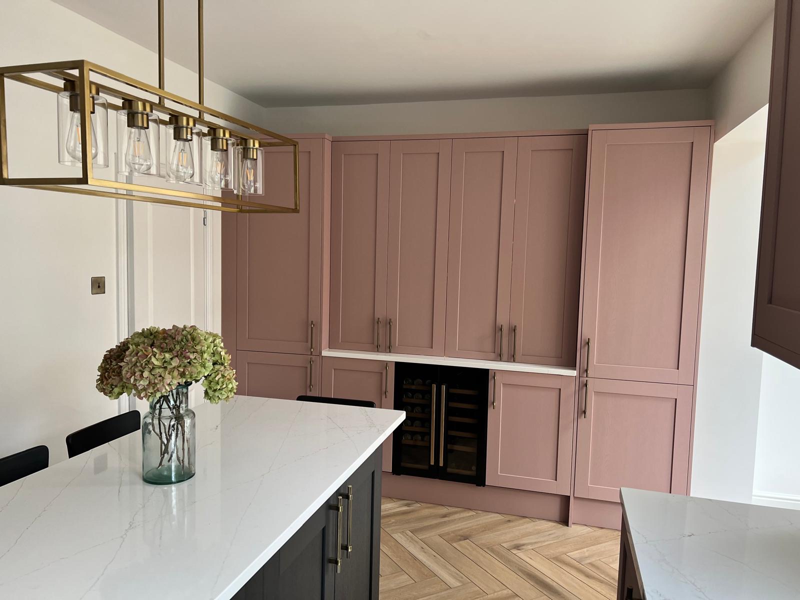hidden coffee corner with doors closed in kitchen