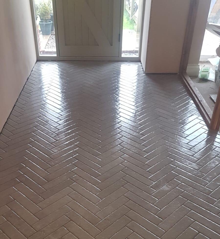 new tiles in the entryway